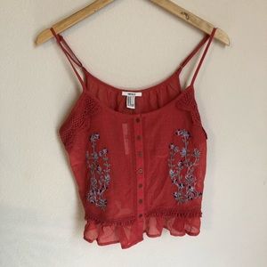 Forever21 Embroidered Tank Top